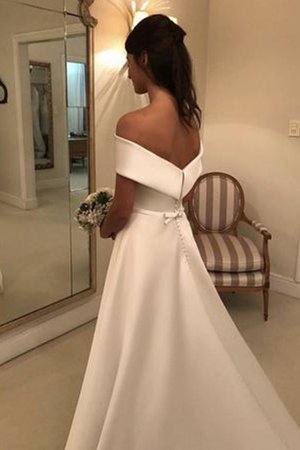 Robe de mariée de lotus a-ligne epaule nue de traîne courte séduisant