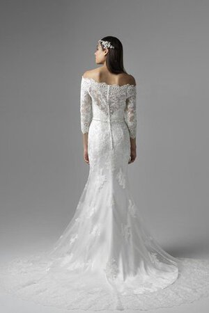 Robe de mariée longue avec mousseline a eglise avec sans manches en 3/4 manche