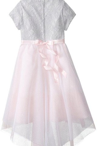 Robe cortège fille col u profond avec nœud avec manche courte a-ligne