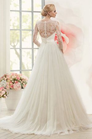 Robe de mariée delicat ceinture longueur au ras du sol de col entaillé boutonné