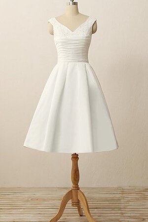 Robe de mariée plissage bref avec manche courte avec zip avec manche épeules enveloppants