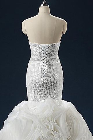 Robe de mariée en organza manche nulle en tissu pailleté de lotus de sirène