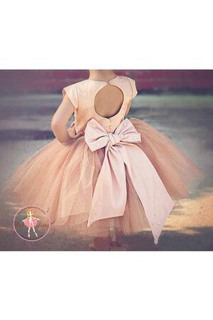 Robe cortège fille en tulle arrivée au mollet avec nœud de princesse au niveau de cou