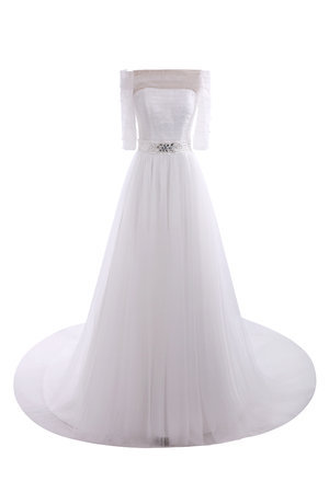 Robe de mariée formelle facile versicolor col en bateau en tulle