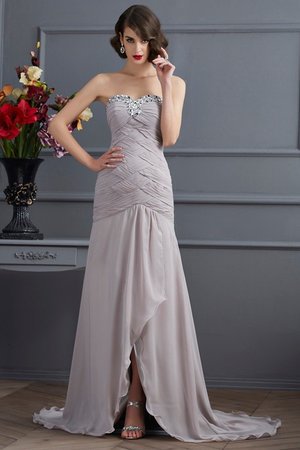 Robe de soirée longue avec chiffon de traîne courte de princesse avec perle