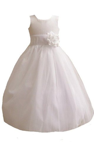 Robe cortège fille ligne a encolure ronde avec fleurs manche nulle