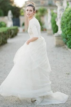 Robe de mariée fermeutre eclair de traîne courte de lotus a plage manche nulle