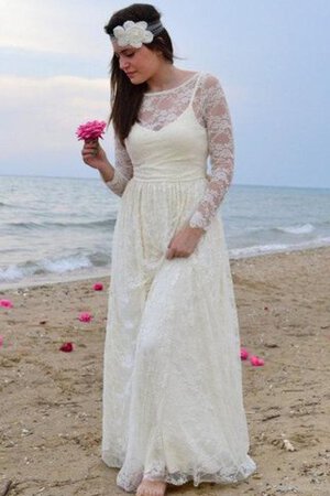 Robe de mariée de traîne courte avec fleurs avec manche longue ligne a au niveau de cou