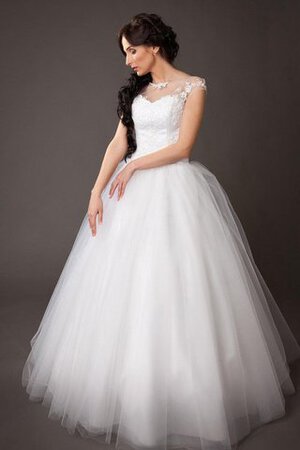 Robe de mariée discrete naturel de mode de bal avec manche courte en tulle