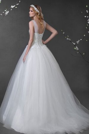 Robe de mariée naturel avec nœud à boucles textile en tulle manche nulle jusqu'au sol