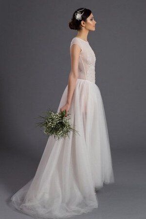 Robe de mariée naturel avec manche courte ligne a avec manche épeules enveloppants en tulle