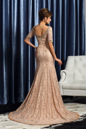 Robe mère de mariée longue de sirène de traîne moyenne avec zip v encolure