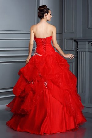 Robe de quinceanera longue decoration en fleur en organza cordon de bustier