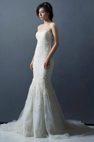 Robe de mariée avec perle col en forme de cœur de sirène avec sans manches de bustier