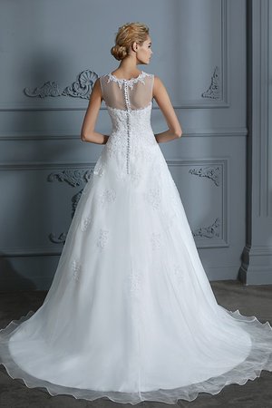 Robe de mariée en tulle decoration en fleur de traîne moyenne de mode de bal gracieux