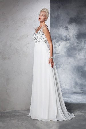 Robe de mariée longue a-ligne de tour de ceinture empire de princesse en chiffon