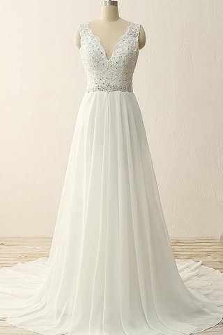 Robe de mariée plissage simple de traîne courte avec décoration dentelle a plage