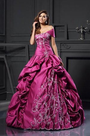 Robe de quinceanera naturel jusqu'au sol de mode de bal avec lacets en satin