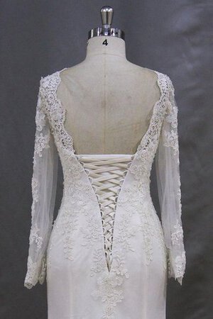 Robe de mariée naturel de sirène elevé de traîne moyenne avec manche longue