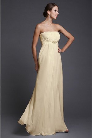 Robe demoiselle d'honneur naturel de bustier ligne a en chiffon avec zip