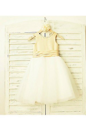 Robe cortège fille naturel de princesse col u profond a-ligne avec fleurs