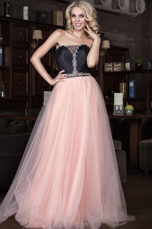 Robe de bal dos nu manche nulle a-ligne avec perle textile en tulle