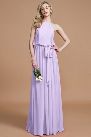 Robe demoiselle d'honneur avec ruban avec chiffon dénudé ceinture ligne a