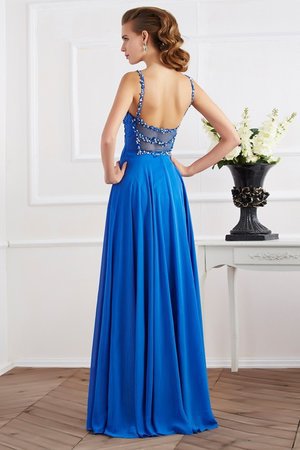 Robe de bal longue bandouliere spaghetti ligne a manche nulle avec perle