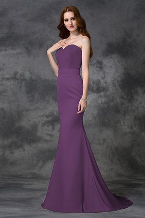 Robe demoiselle d'honneur longue avec chiffon en satin de col en cœur de sirène