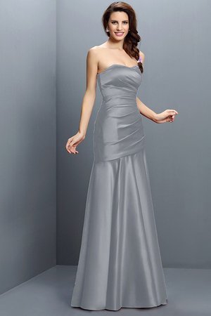 Robe demoiselle d'honneur longue ligne a ruché en satin avec zip