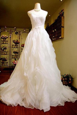 Robe de mariée en organza de lotus noeud de col en cœur en dentelle