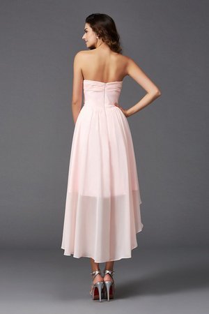 Robe demoiselle d'honneur de princesse asymétrique ligne a avec chiffon de lotus