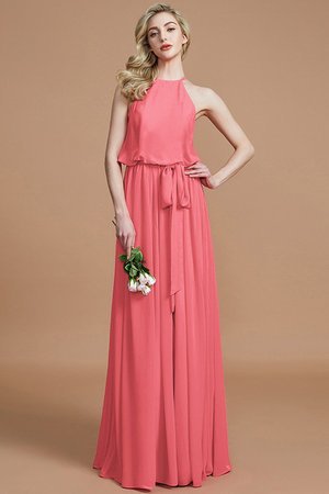 Robe demoiselle d'honneur avec ruban avec chiffon dénudé ceinture ligne a