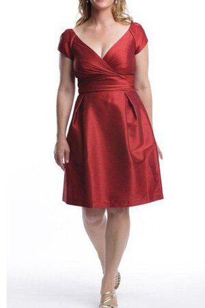 Robe demoiselle d'honneur de longueur à genou en satin avec zip v encolure avec manche courte