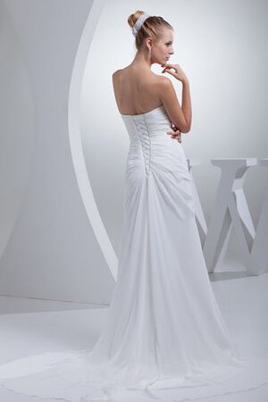 Robe de mariée longue plissé sans ceinture longueru au niveau de sol a-ligne