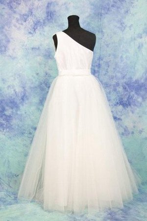 Robe de mariée longue fermeutre eclair avec nœud avec fleurs ligne a