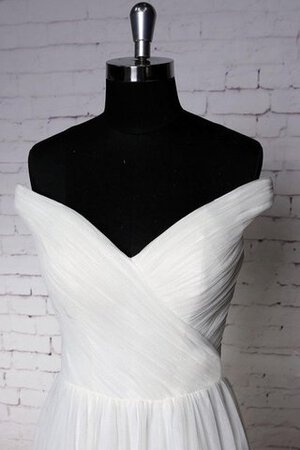 Robe de mariée plissé manche nulle a-ligne de traîne courte fermeutre eclair