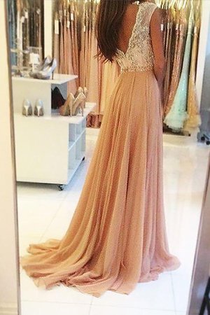 Robe de bal naturel manche nulle avec chiffon de princesse avec perle