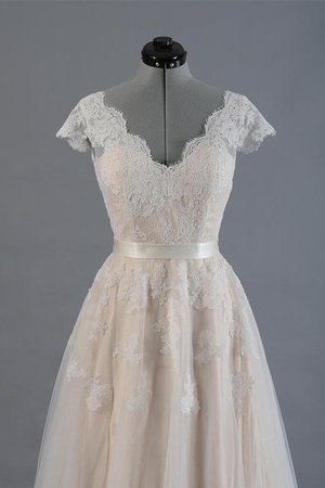 Robe de mariée v encolure plus récent longueur au ras du sol avec sans manches naturel