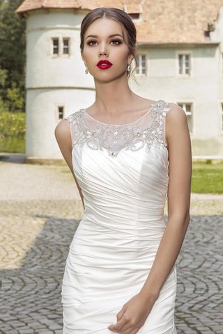 Robe de mariée classique naturel ruché avec cristal jusqu'au sol