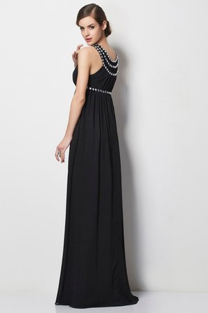 Robe de soirée longue avec chiffon elevé avec perle avec sans manches