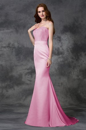 Robe demoiselle d'honneur longue avec chiffon en satin de col en cœur de sirène