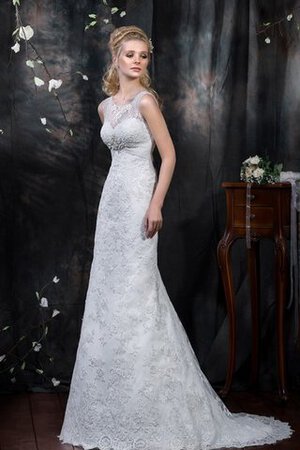 Robe de mariée naturel de fourreau v encolure en dentelle avec perle