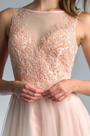 Robe de bal naturel a-ligne appliques manche nulle de col haut