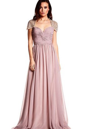 Robe de bal classique avec manche courte ruché en chiffon avec manche épeules enveloppants