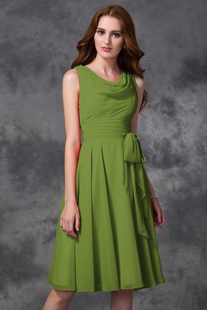 Robe demoiselle d'honneur bref naturel au niveau de genou col u profond en chiffon