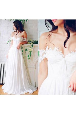 Robe de mariée facile charmeuse plissage avec chiffon avec manche épeules enveloppants