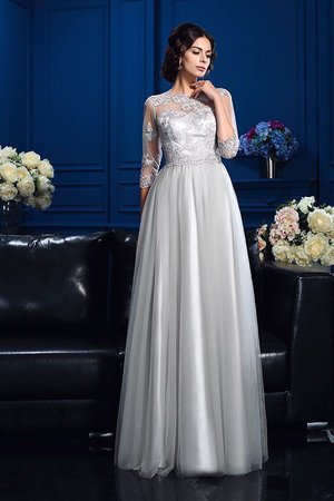 Robe mère de mariée longue avec zip a-ligne appliques col u profond