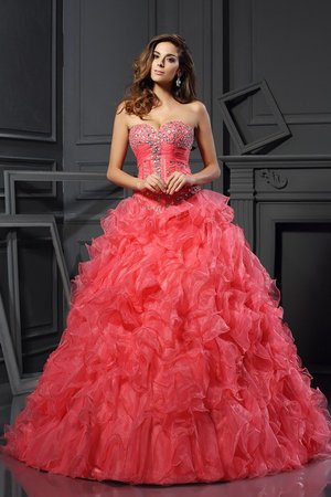 Robe de quinceanera naturel manche nulle cordon de lotus en organza