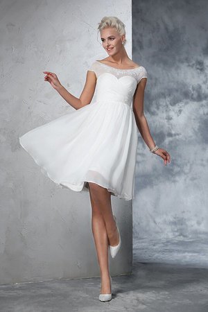 Robe de mariée bref ruché avec manche courte ligne a en chiffon